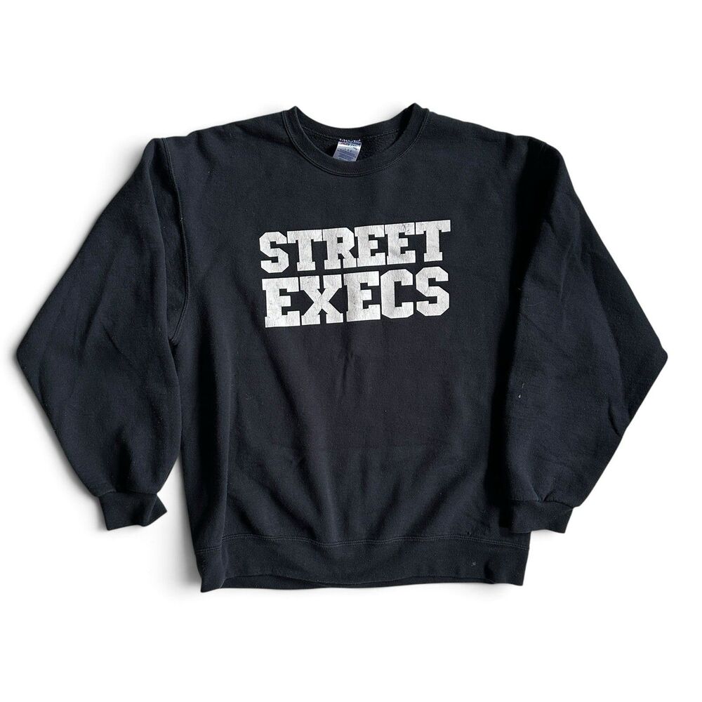 Vintage STREET EXECS Sweatshirt Faded Black Atlanta Hip Hop Rap Merch Crewneck L